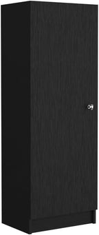 Kitchen Pantry 47" H,One Door Cabinet,Four Interior Shelves,Black,for Kitchen,Dining Room