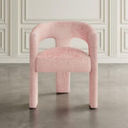 Jofran Gwen Jacquard Upholstered Accent Chair, Modern Luxury Plush Sculptural Armchair for Dining Room or Living Room, Chairs Living Room, Pink, Set of 4