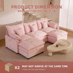 GOSUHI 108" U-Shaped Modular Cloud Couch, Deep Seat, Chenille Pink | Cloud Comfort, Couches for Living Room, Removable & Machine-Washable Covers, Movable Ottoman, Modular Sectional Sofa