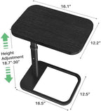 Kitstorack TV Tray Table, Adjustable Height & Rounded Metal Corners, Snack Table for Couch, Sofa, Bed, Chair, Living Room, C Shaped End Side Table for Eating, Dinner or Laptop, Small Spaces, Black