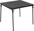 34 Inch Folding Table Foldable Portable Table, Square Folding Card Table for Poker Games, Camping, Picnic, Metal Construction with PU Soft Padded Tabletop, Space Saving Storage, Black | Soft PU tabletop, folding design, portable for cards, board games