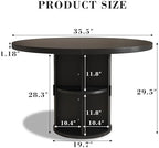 35.5'' Round Pedestal Dining Table, 2-4 Modern Fluted Dining Room Kitchen Table with Storage Shelf, Wood Base Dinner Tables for Kitchen, Breakfast Nook, Small Space, Living Room(Black)