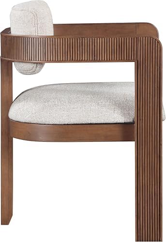 Meridian Furniture Sacha Linen Blend Dining Chair, Beige, Set of 2 | Dining Chair Crafted With Art Deco Fluted Wood, Linen Textured Fabric, And An 18.75" Seat Height: 11093Beige-C
