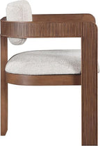 Meridian Furniture Sacha Linen Blend Dining Chair, Beige, Set of 2 | Dining Chair Crafted With Art Deco Fluted Wood, Linen Textured Fabric, And An 18.75" Seat Height: 11093Beige-C