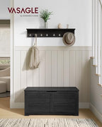 VASAGLE Storage Chest, 39.4 Inches Width Bench with 2 Safety Hinges | Farmhouse Style, for Entryway, Bedroom, Living Room, Charcoal Gray, SOFIE Collection ULSB061B01