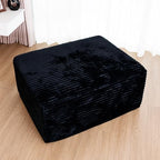 37.4" Plush Corduroy Ottoman, Upholstered Cloud Ottoman for Couch in a Box, Modular Sectional Couches for Living Room, Compressed Memory Foam, No Assembly Require, Black