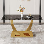 Modern Dining Table for 4/6, 63 Inch Faux Marble Dinner Table, Rectangular Kitchen Table, Easy Assembly Kitchen and Dining Room Table with Durable Frame, Scratch and Heat Resistant