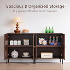 IFGET 92.63" W Modern Arched Sideboard Buffet Cabinet with Storage, Brown