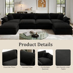 Modular Sectional Sofa Cloud Couch,Down Filled Comfy Cloud Modern Sofa,Black Linen L Shape Oversized Couch Cushion Covers Removable Furniture for Living Room
