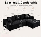 96" Cloud Sectional Couches with Chaise for Living Room