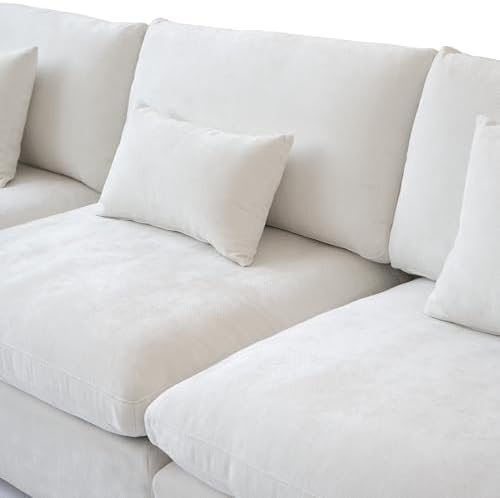 Cloud Couch Modular Sectional Sofa,82.68" Oversized LoveSofa, Down Filled Convertible Wide Seater for Living Room Set, Covers Washable&Replaceable,White