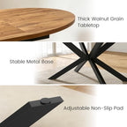 63"-78.7" Extendable Oval Dining Table Set for 6 | 7 Piece Large Round Walnut Table Set, 6 Brown Dining Chairs, Living Room, Kitchen, Space Saving, Mid Century Modern