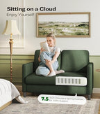 Welzona Loveseat, 51" Small Couch, Teddy Love Seat, Small Loveseat Sofa | Comfy Teddy Fabric, Tool-free Setup, Washable Covers, All-wood Small Sofa Couch for Living Room, Bedroom, Small Spaces, Green