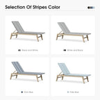 PURPLE LEAF Oversize Chaise Lounge Champagne Frame Set of 2, Dark Blue | 3-Year Color Retention PE Rattan, 2.4" Thickened Aluminum Frame, 16.14" Knee-Friendly Height, French-Inspired Style