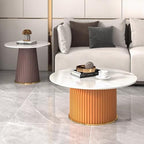 Modern Coffee Table Central end Tables for Living Room, Multifunctional Tea Snacks Center Table with Marble Desktop, Round Coffee Tables for Bedroom, Sofa, Indoor, Couch, Parlor, Dinning Room