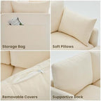 Iroomy Sectional Cloud Couch for Living Room, Spring Cushion Seating, L Shaped Convertible Modular Sofa with Ottoman, Beige