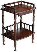 Telephone Table, European Side Table,Solid Wood Sofa Side Table, Casual Small Coffee Table,Plant Stand/Telephone Stand,2-Story Bedside Table with Drawe(Brown-18.11 * 14.17 * 26.77in