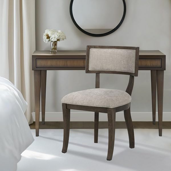 Madison Park Signature Solid Wood Upholstered Dining Chairs Set of 2, Modern Dining Chair with Open Split-Back Design, Curved Padded Backrest, for Dining Room, Living Room