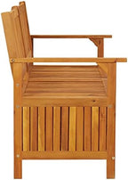 Solid Acacia Wood Storage Bench, Large Outdoor Garden Patio Seating with Storage, Rustic Wooden Entryway Bench, 3-Person Capacity, Oiled Finish, 58.3 Inch