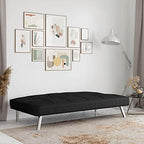 Serta® Rane Futon Sofa Bed 66.1", 3-in-1 Convertible Couch Sleeper for Small Spaces, Tufted Back, Twin Size Guest Bed, Black Woven Fabric