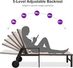 PURPLE LEAF Outdoor Chaise Lounge Chair with Armrests Bronze Aluminum Beige