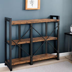 IRONCK Console Table, 3-Tier 55 in Entryway Table, Vintage Brown | Engineered wood shelves, 300 lb shelf. P2 MDF, X-bracing, adjustable feet. Anti-tip kit for entryways or living rooms.