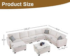 Legend Vansen Oversized Modular Sectional Sofa,U/L-Shaped Corduroy Couch with Ottoman,Deep Seat & Removable Cushion,Easy Assembly for Living Room Apartment