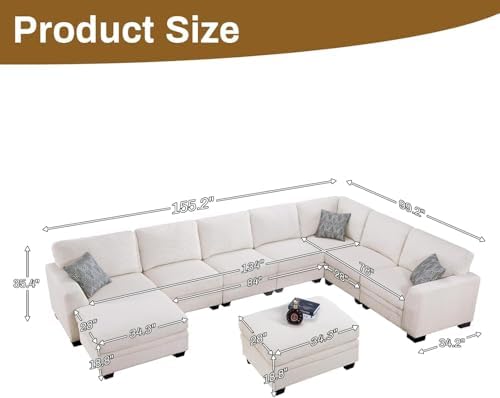Legend Vansen Oversized Modular Sectional Sofa,U/L-Shaped Corduroy Couch with Ottoman,Deep Seat & Removable Cushion,Easy Assembly for Living Room Apartment