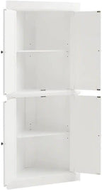 Maykoosh Tall Corner Pantry Cabinet - Modern Kitchen Storage, 2 Stackable Pantries, White, Space Saving