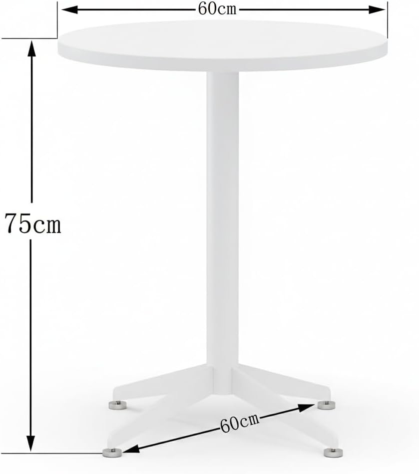 Small Round Pedestal Dining Table for 2-23.6" Modern White Kitchen Table with Sturdy Metal Cross-Leg Base, 1-Inch Thick Waterproof MFC Top, Space-Saving Bistro Table for Apartment, Studio, Breakroom