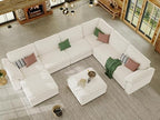 EASE MOOSE Oversized Sectional Modular Sofa,Comfty U Shape Sectional Modern Deep Seat Couch,White Modular Cloud Couch
