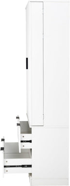 Hassyee 72" Modern Fluted Kitchen Pantry Cabinet with 2 Large Drawers & 8-Door Spice Rack, Freestanding Storage Organizer for Bathroom, Dining Room, Office, Entryway, White