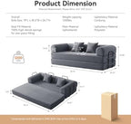 79" Convertible Sofa Bed, Couch for Living Room (Dark Gray) | Corduroy Loveseat Sleeper Sofa, Modular Futon Couch Bed with 2 pillow, Pull Out Couch No Assembly