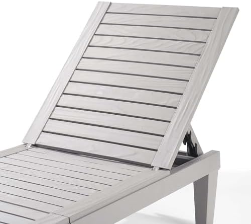 Nestl Lounge Chair Outdoor, Tanning Chair, Chaise Lounge Outdoor Set of 2 | 5 Adjustable Positions, Waterproof & Weatherproof Resin, Reclining & Lightweight, For Poolside, Beach, and Lawn, Grey
