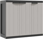 Locking Outdoor Storage Cabinet with Shelves Adjustable Shelf Modern Outdoor Storage Cabinet for Balcony Gray Black Polypropylene Medium