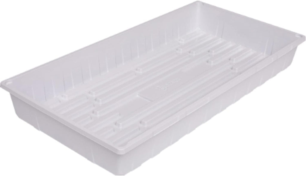 SUNPACK 10" x 20" Plastic Seed Starting Tray, White, 2.5" (Pack of 10) - No Drainage Holes, Perfect for Greenhouses or Indoor Gardening - Ideal for Seedlings and Cuttings