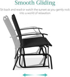 Best Choice Products 2-Person Outdoor Patio Swing Glider Steel Bench Loveseat Rocker for Deck, Porch w/Textilene Fabric, Steel Frame - Black