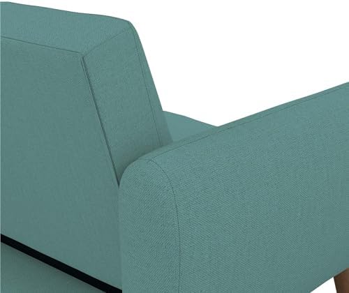Novogratz Brittany 82 Inch Futon Sofa Bed in Faux Leather, Upholstered Couch Sleeper with Tufted Back, Mid-Century Modern Design, Teal