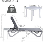 Kozyard 3-Piece Outdoor Chaise Lounge Set Fully Flat Adjustable Lounger | Aluminum Frame & Resin Legs, Textilene Fabric for Poolside, Backyard & Beach Gray, 2 Chairs + Table