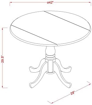 East West Furniture DLBO3-WHI-W 3 Piece Dining Room Table Set Contains a Round Kitchen Table with Dropleaf and 2 Dining Chairs, 42x42 Inch, Linen White
