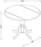 East West Furniture DLBO3-WHI-W 3 Piece Dining Room Table Set Contains a Round Kitchen Table with Dropleaf and 2 Dining Chairs, 42x42 Inch, Linen White