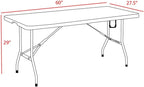 Romig Trestle 5 ft Folding Table, Blow Mold Plastic Top, Fold-in-Half with Carry Handle, Heavy-Duty Steel Frame, 60 x 29 x 29, White