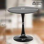 Black Round Dining Table, 27.6" Tulip Table Kitchen Round Dining Table for 1-2 People with MDF Table Top and Metal Pedestal Base, Mid-Century Leisure Table for Home, Dining Room, Cafe