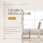 chairus upholstered Dining Chairs Set of 4, Boho Coastal Dining Room Chairs with Natural Woven Rope Back White Gray Washed Wood Leg Modern Farmhouse Wooden Kitchen Side Chairs, Ivory Linen Seat