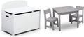 Delta Children MySize Deluxe Toy Box - Greenguard Gold Certified, Bianca White & MySize Kids Wood Table and Chair Set (2 Chairs Included) - Ideal for Arts & Crafts