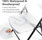 Folding Table and Chairs Set for 3, 4FT Foldable Plastic Table with Carry Handle & 2 Black Folding Chairs, Portable Indoor Outdoor Dining Set for Party, Wedding, Picnic, Camping, Events
