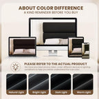 GRUSIGN King Size Platform Bed Frame with Velvet Headboard, Adjustable Height Wooden Slats Support, Upholstered Mattress Foundation, Fits Mattress or Mattress with Box Spring, Easy Assembly, Black