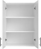 24 x 33 Inch Wall Cabinet Set of 2, Kitchen Wall Mounted Wooden Storage Cabinet, Double Door Cabinet with Soft Close, Metal Handle, Adjustable Shelf for Kitchen Laundry Bathroom Garage, White