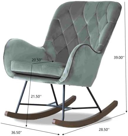 Upholstered Rocker, Mid Century Modern Gliding Accent Chair with Soft Foam Seat for Bedroom Balcony, Comfy Armchair, Dark Grey