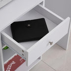 23.5" W x 15.75" D x 27" H White End Table, Side Table, Mobile Printer Table with Storage Shelf, Rolling Printer Cart with Wheels for Home Office, Stand for Heat Press Mini Fridge (White)